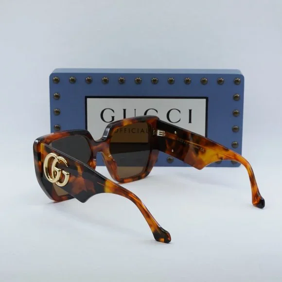 Gucci GG0956S 007 Square Sunglasses - Amber Havana/Brown New GUCCI GG0956S 007 Amber Havana/Brown 54-19-145  main image 3